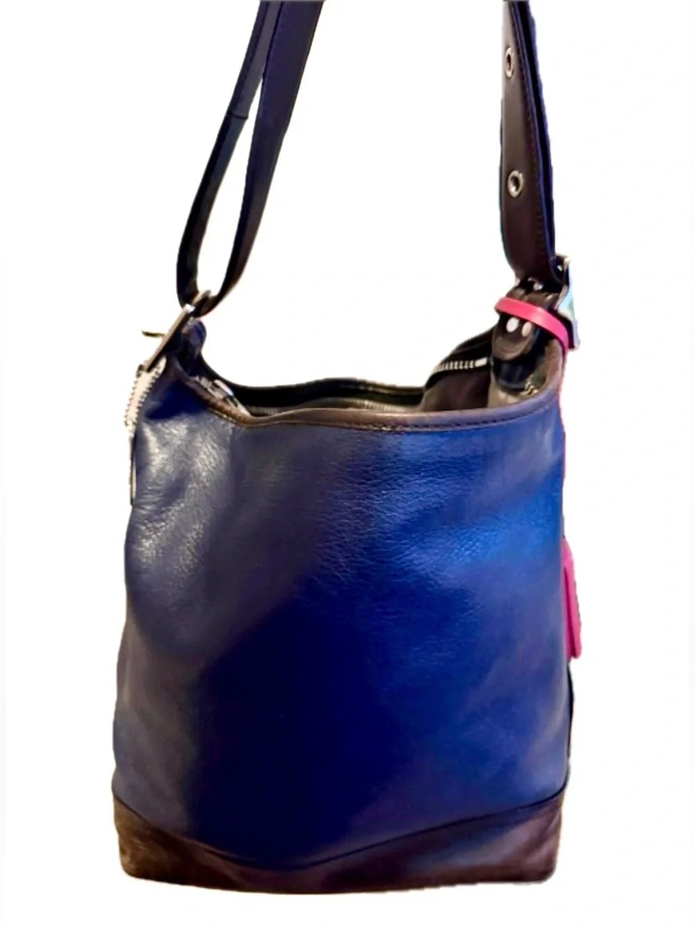 COACH 2012 Legacy COLOR BLOCK 2-WAY HANDBAG #19995 HOT PINK NAVY & BROWN $498